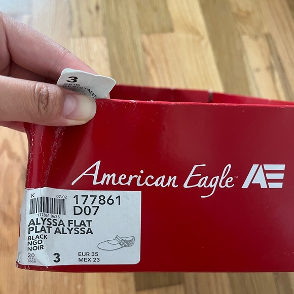 American eagle big girls black shiny glitter flat dress shoes US size 3 - Picture 6 of 6